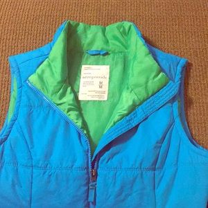 Blue and Green Puffy Vest
